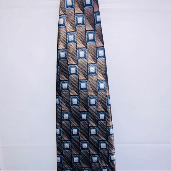 CLERICCI Mens Silk NECK TIE SQUARES %100 Authentic - Picture 4 of 8
